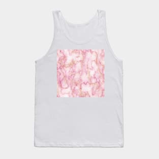 Pink Girly Trendy Golden Marble watercolor modern art abstract Tank Top